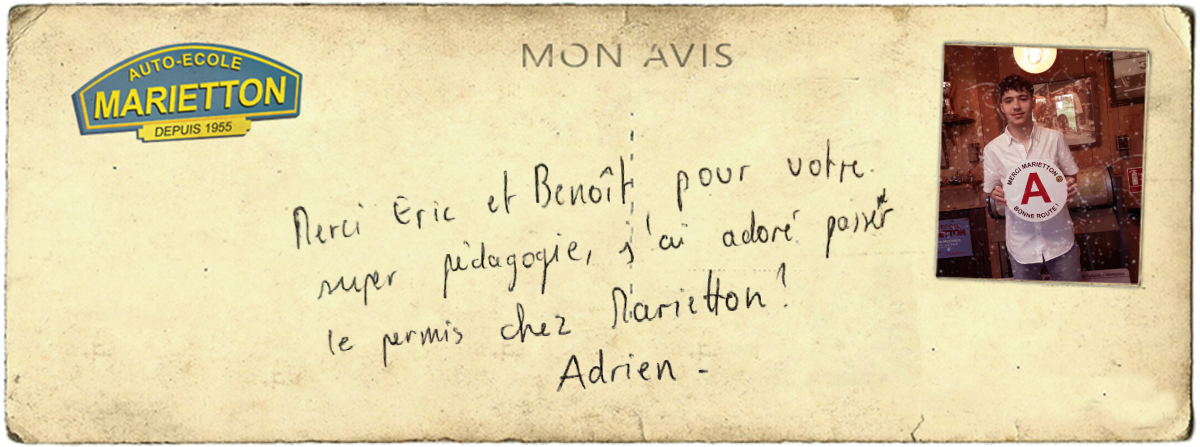 avis manuscrit de Adrien