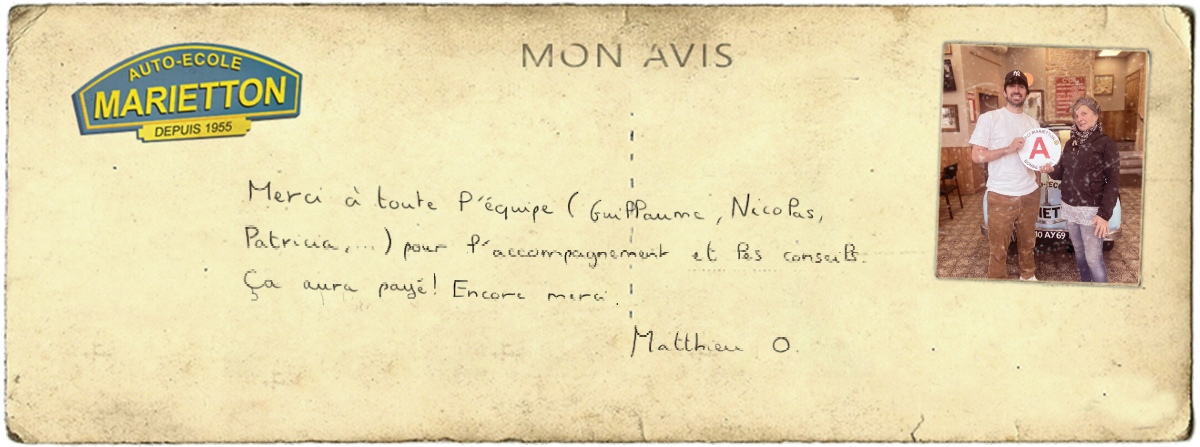 avis manuscrit de Matthieu
