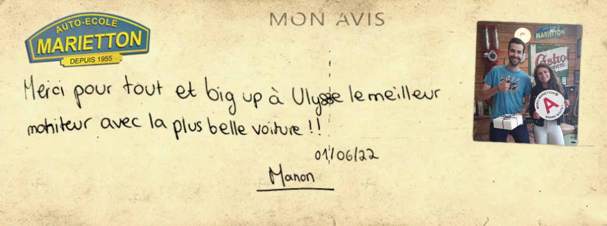 avis manuscrit de Manon