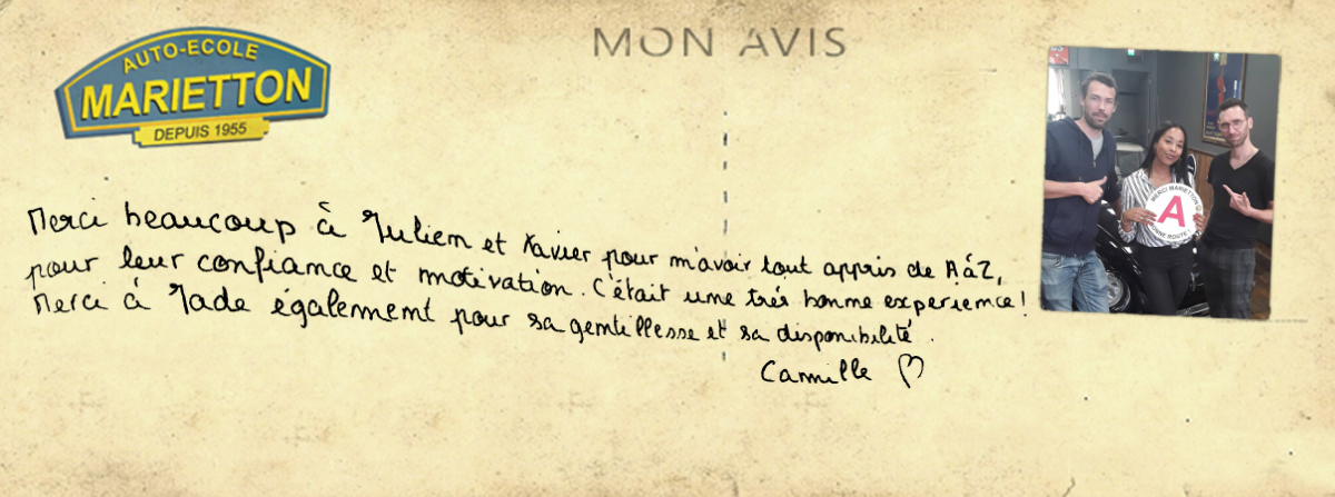 avis manuscrit de Camille