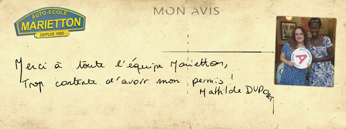 avis manuscrit de Mathilde