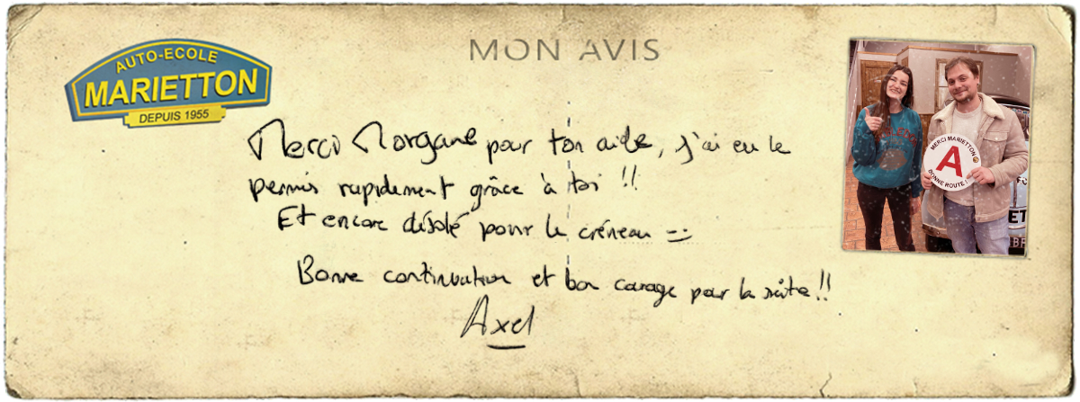 avis manuscrit de Axel