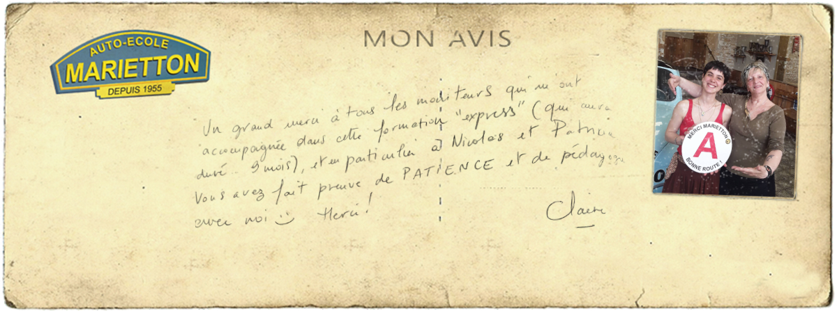 avis manuscrit de Claire