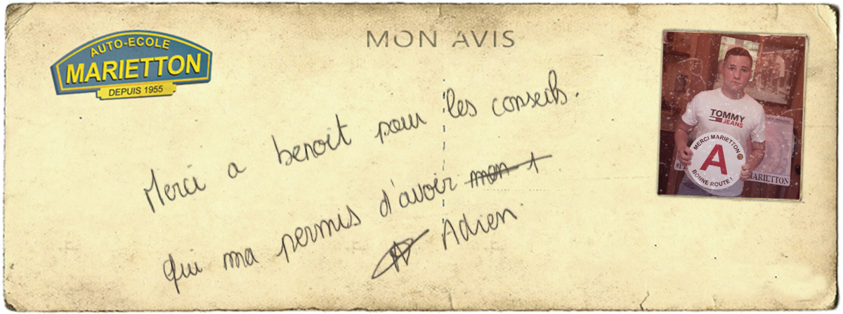 avis manuscrit de Adrien