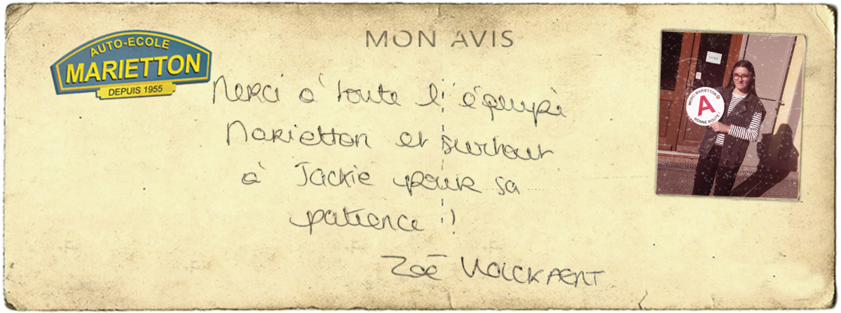 avis manuscrit de Zoé