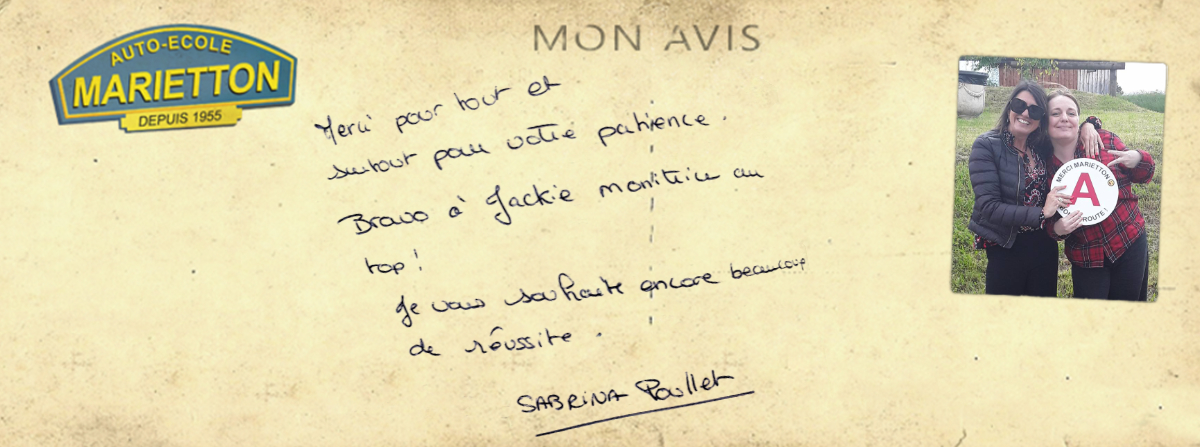 avis manuscrit de Sabrina