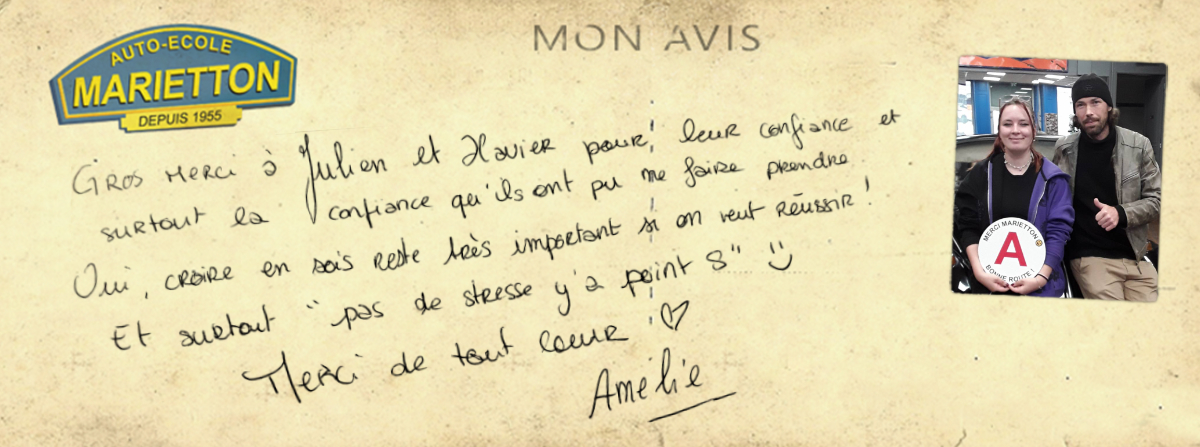 avis manuscrit de Amélie