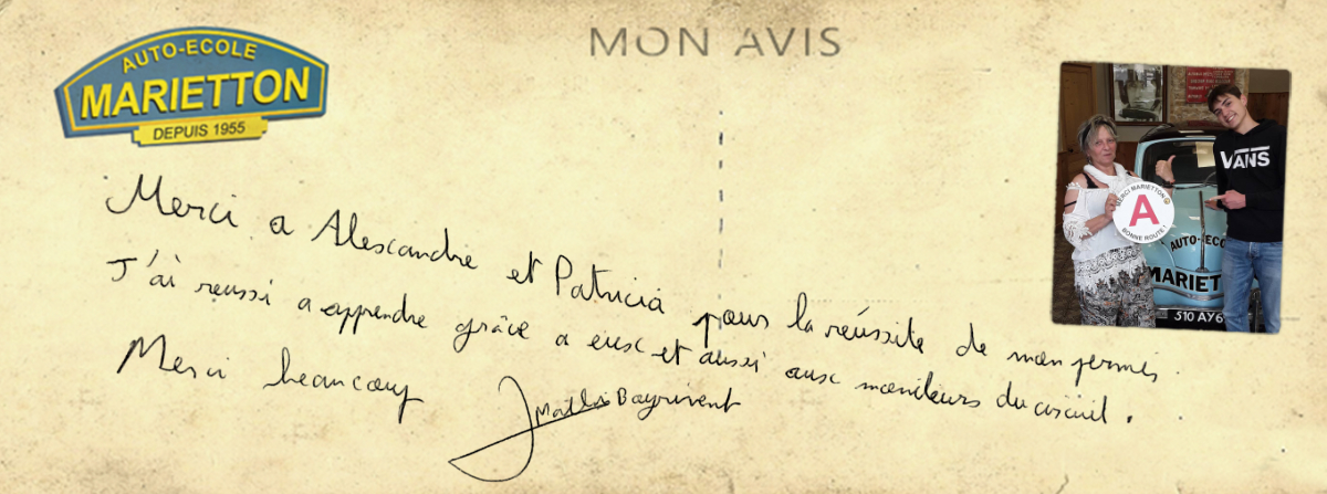avis manuscrit de Mathis