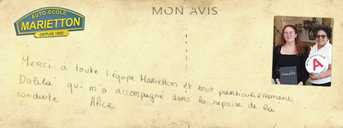 avis manuscrit de Alice