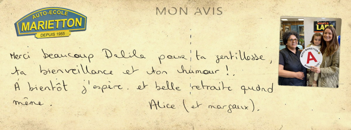 avis manuscrit de Alice