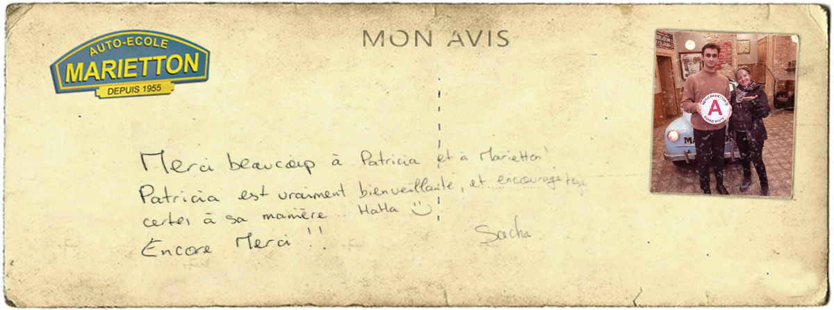 avis manuscrit de Sacha