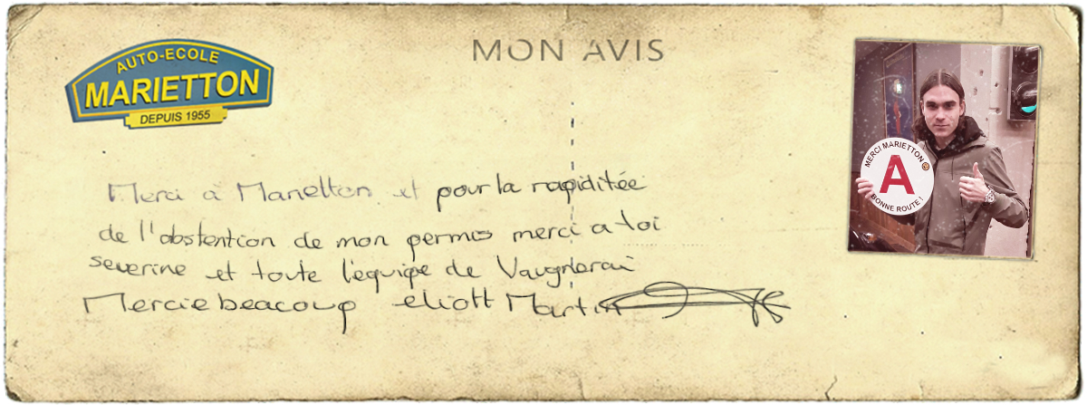 avis manuscrit de Eliott