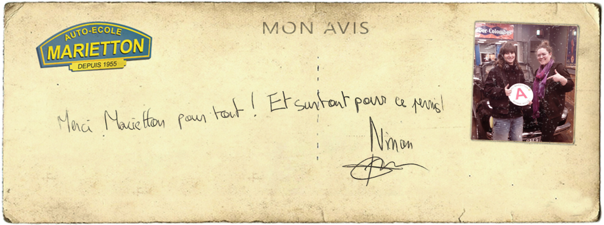 avis manuscrit de Ninon