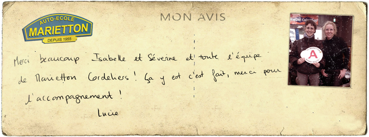 avis manuscrit de Lucie
